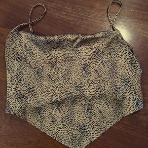 Sincerly Jules Tan Spotted Handkerchief Crop Top